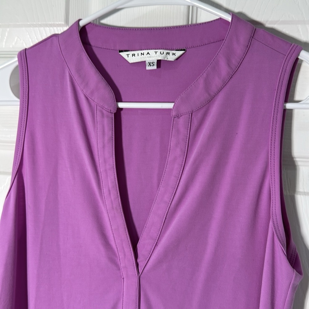 Trina Turk Purple Sheath Midi Dress V-Neck Sleeveless - Picture 3 of 9
